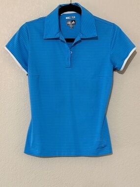 adidas ClimaCool Women's Blue Short Sleeve Polo with White Trim - Size S